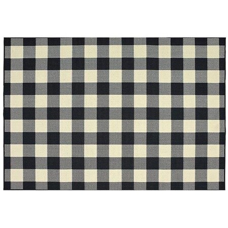 Oriental Weavers Oriental Weavers M1932K160230ST Marina Indoor Outdoor Outdoor Geometric Rectangle Area Rug; Black Ivory - 5 ft. 3 in. x 7 ft. 6 in. M1932K160230ST